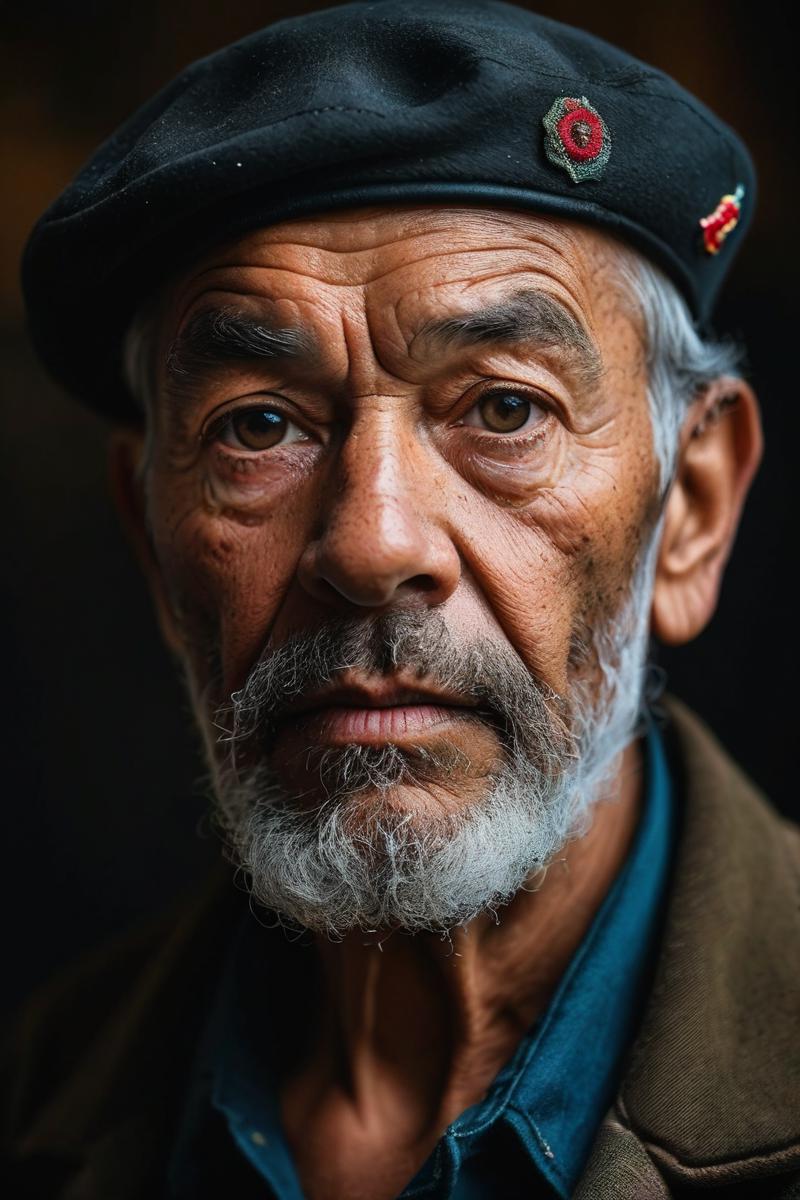 11892-119483082-old man,dark complexion,tattoo,with a beret,(piercing gaze_1.2),subtle facial features,high contrast against (dark background_1.png